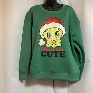 Warner Bros. Looney Tunes Tweety Green Sweatshirt NWOT Women’s Size XL